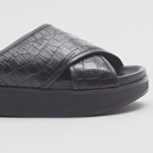 & Other Stories Leather Platform Slides Size 39